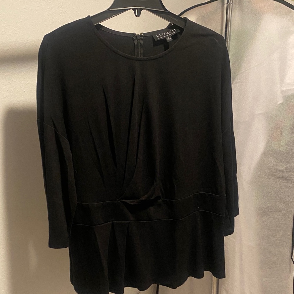 Eloquii Black Draped Blouse